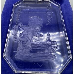 Ornament Christmas Comar Crystal Etching Child Looking up Chimney 1977